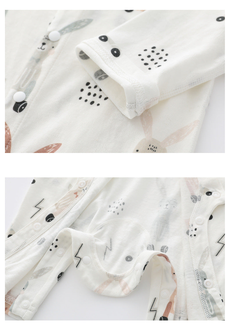 Light And Soft Bamboo Fiber Baby Jumpsuit Floral Animal Cute Print Spring Autumn Newborn Clothes Unisex Long Sleeve Baby Rompers For Boys Girls